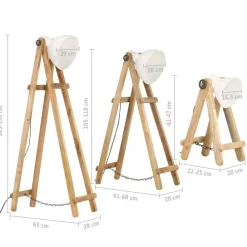 vidaXL Iluminación-Lámpara de pie 3 piezas madera maciza de mango E27