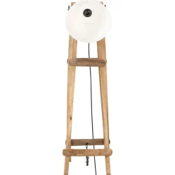 vidaXL Iluminación-Lámpara de pie 3 piezas madera maciza de mango E27