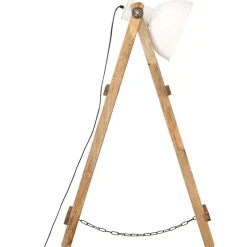 vidaXL Iluminación-Lámpara de pie 3 piezas madera maciza de mango E27