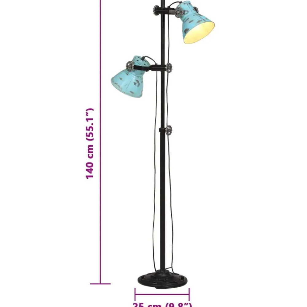 vidaXL Iluminación-Lámpara de pie desgastado 25 W E27 25x25x90/140 cm