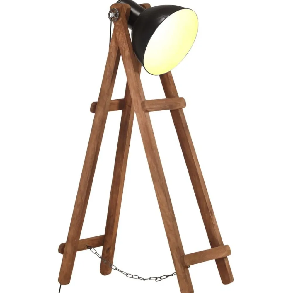 vidaXL Iluminación-Lámpara de pie de madera maciza de mango E27