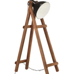 vidaXL Iluminación-Lámpara de pie de madera maciza de mango E27