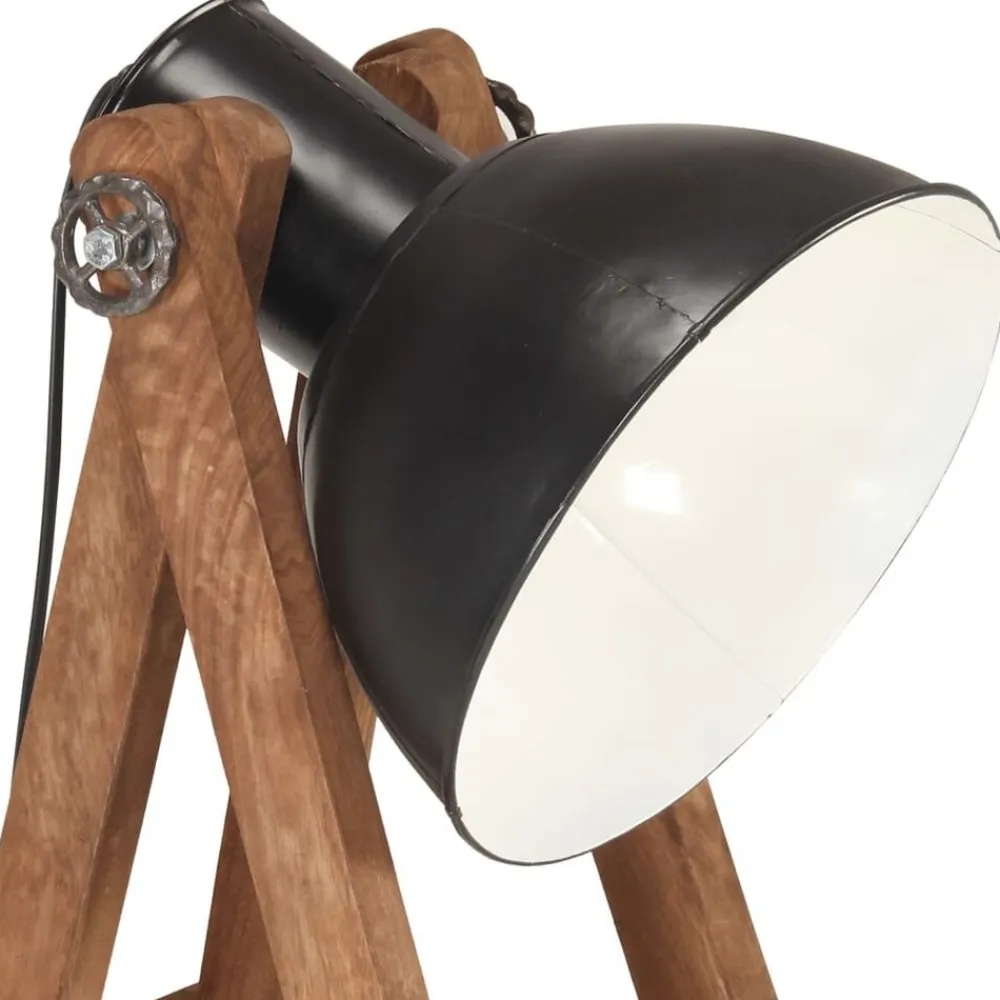 vidaXL Iluminación-Lámpara de pie de madera maciza de mango E27