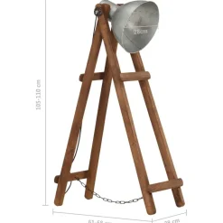 vidaXL Lámpara de pie madera maciza de mango plateada E27 Plateado Best