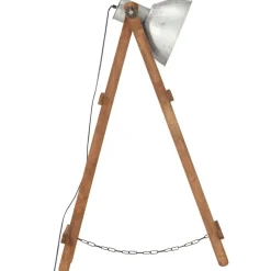 vidaXL Lámpara de pie madera maciza de mango plateada E27 Plateado Best