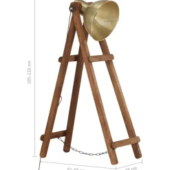 vidaXL Iluminación-Lámpara de pie madera maciza de mango latón E27