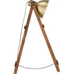 vidaXL Iluminación-Lámpara de pie madera maciza de mango latón E27