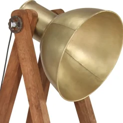 vidaXL Iluminación-Lámpara de pie madera maciza de mango latón E27