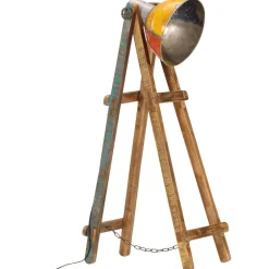 vidaXL Iluminación-Lámpara de pie E27 madera maciza mango