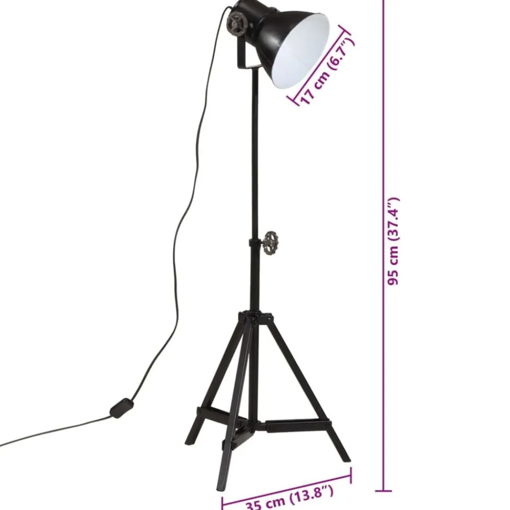 vidaXL Lámpara de pie negra 25 W E27 35x35x65/95 cm Negro