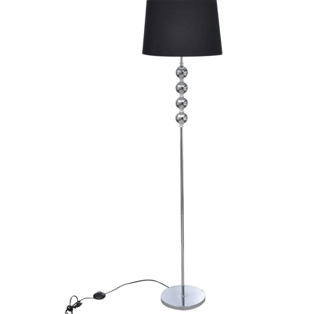 vidaXL Lámpara de pie pantalla y soporte alto 4 bolas adorno negra Negro Discount