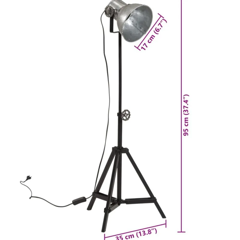 vidaXL Iluminación-Lámpara de pie vintage 25 W E27 35x35x65/95 cm