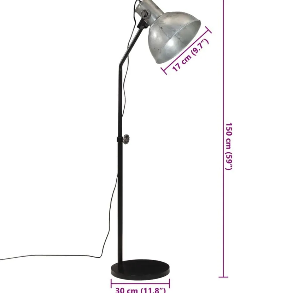 vidaXL Iluminación-Lámpara de pie vintage 25 W E27 30x30x90-150 cm