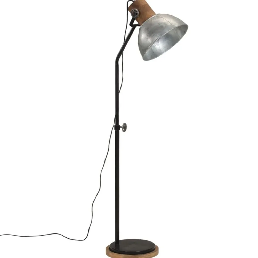 vidaXL Lámpara de pie vintage 25 W E27 30x30x100-150 cm Plateado Best