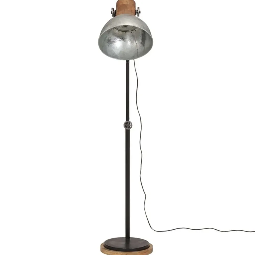 vidaXL Lámpara de pie vintage 25 W E27 30x30x100-150 cm Plateado Best