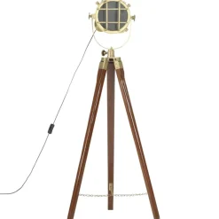 vidaXL Iluminación-Lámpara de suelo con trípode madera maciza de mango 97 cm