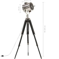 vidaXL Iluminación-Lámpara de suelo con trípode madera maciza de mango 165 cm