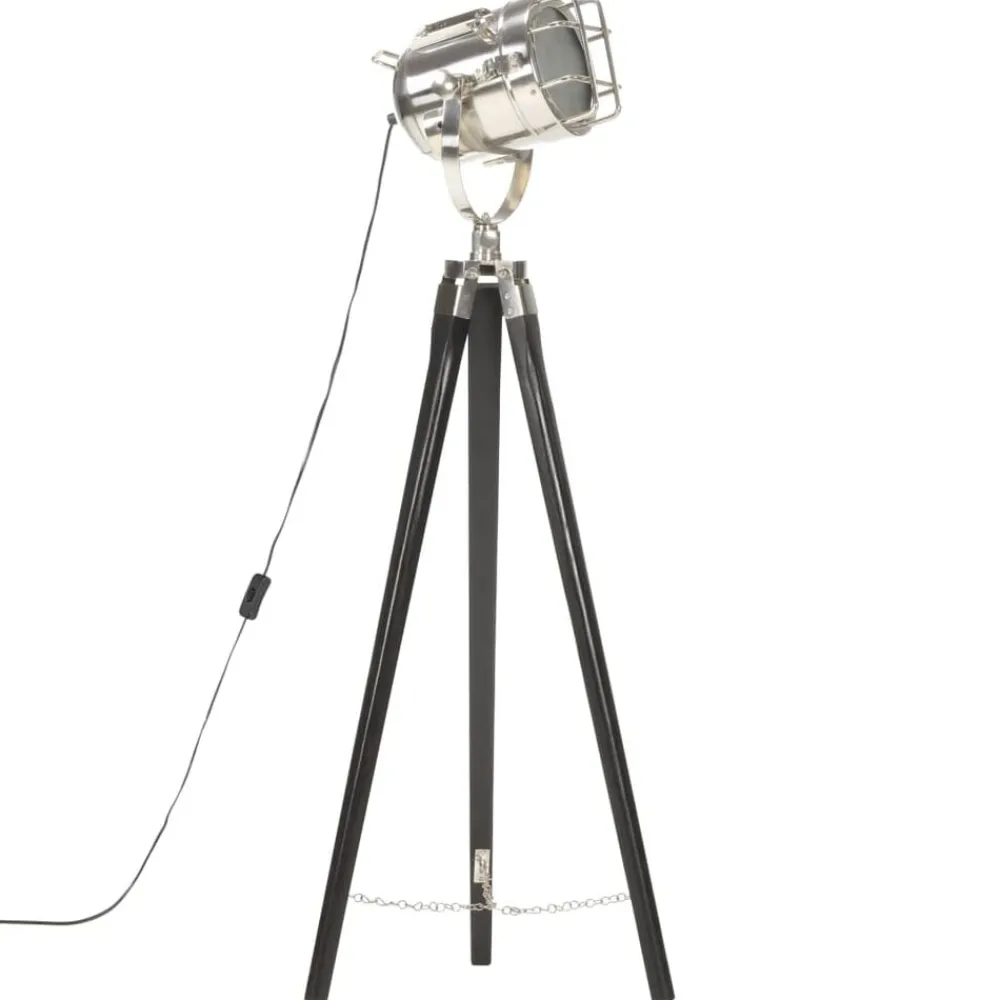 vidaXL Iluminación-Lámpara de suelo con trípode madera maciza de mango 97 cm