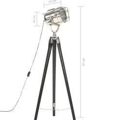 vidaXL Iluminación-Lámpara de suelo con trípode madera maciza de mango 97 cm
