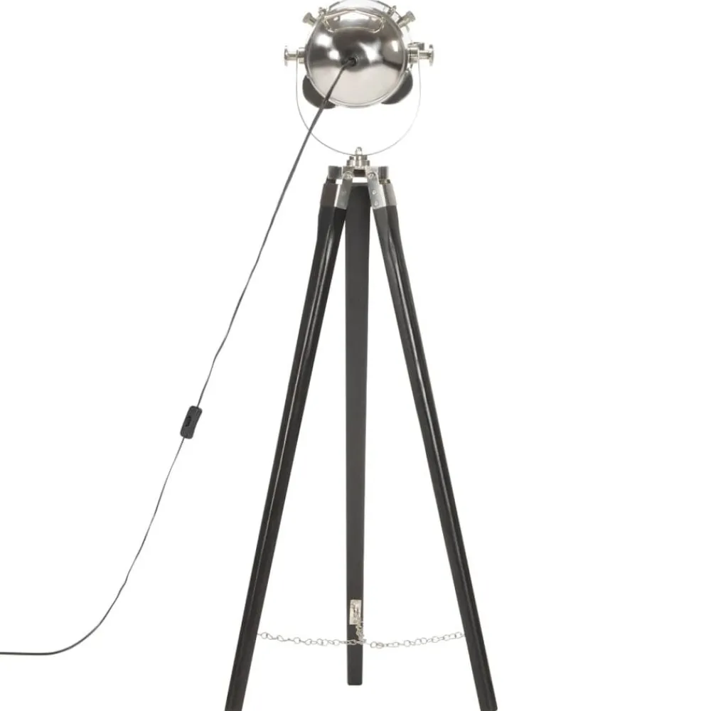 vidaXL Iluminación-Lámpara de suelo con trípode madera maciza de mango 97 cm