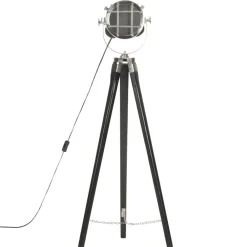 vidaXL Iluminación-Lámpara de suelo con trípode madera maciza de mango 97 cm
