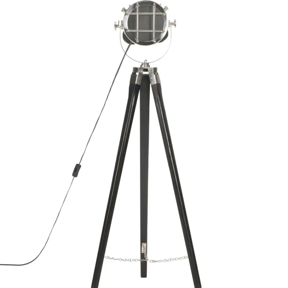 vidaXL Iluminación-Lámpara de suelo con trípode madera maciza de mango 97 cm