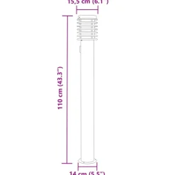 vidaXL Lámpara de suelo de exterior con enchufe acero inoxidable 110cm Plateado Hot