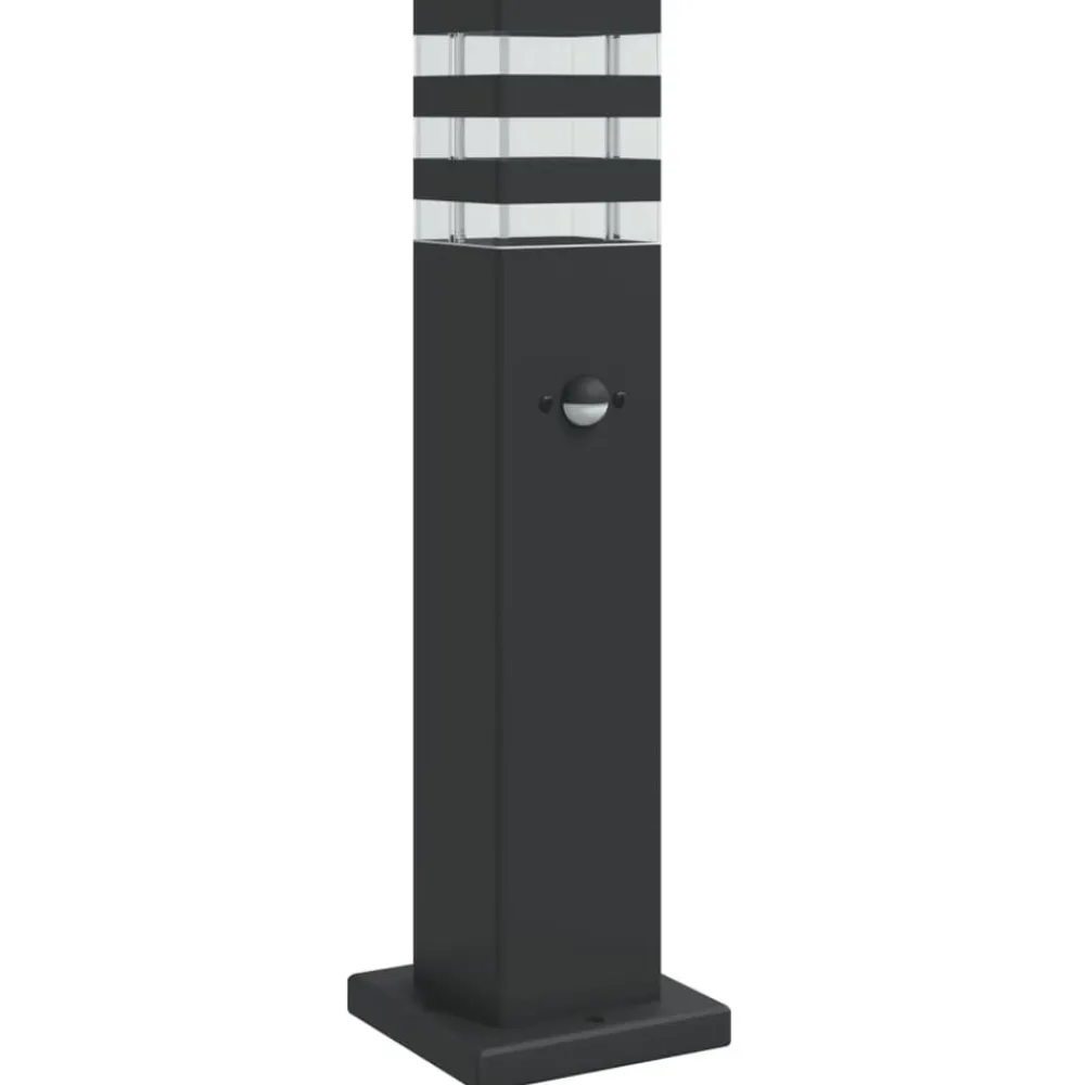 vidaXL Iluminación-Lámpara de suelo de exterior con sensor aluminio negro 50 cm