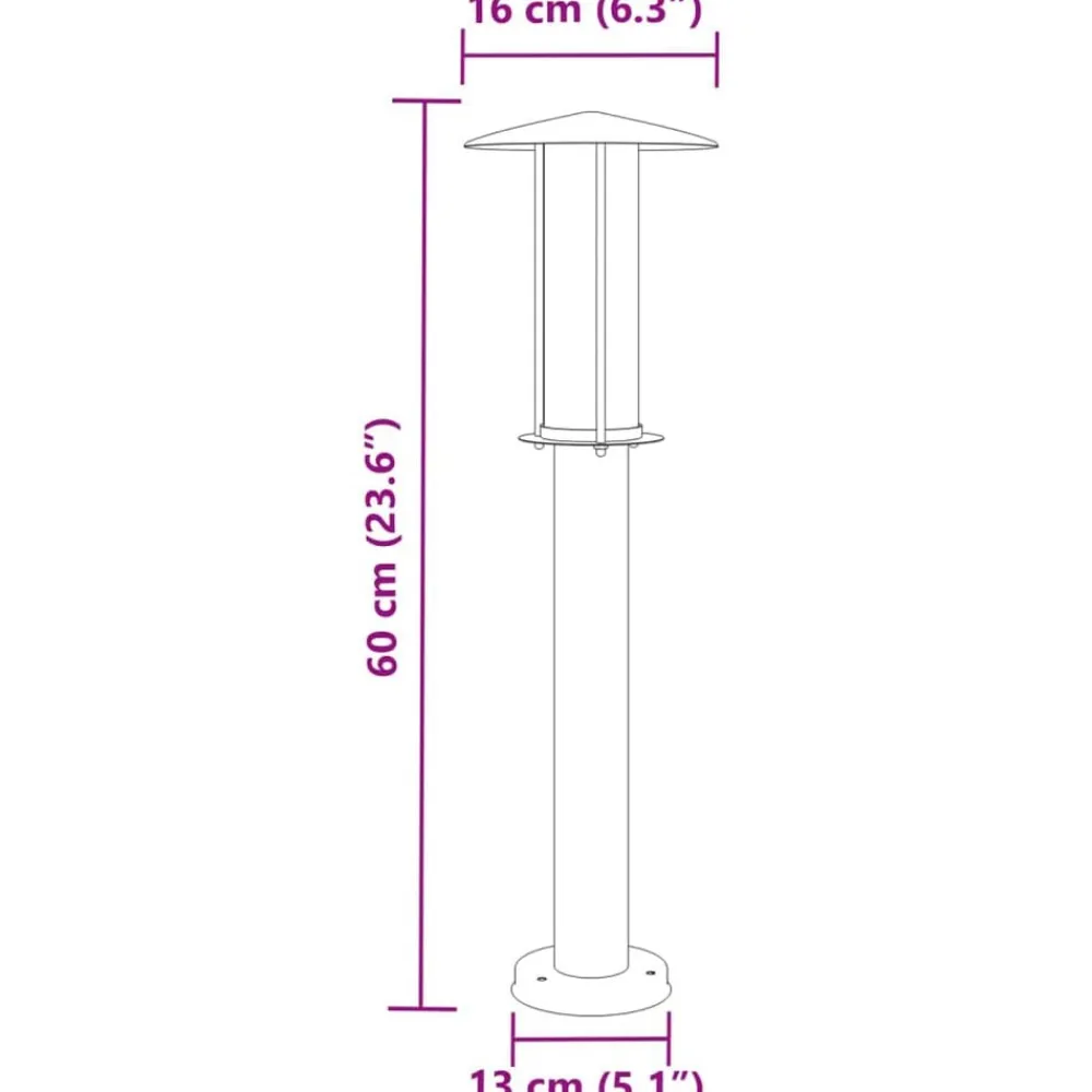 vidaXL Lámpara de suelo de exterior acero inoxidable 60 cm Negro Hot