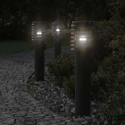 vidaXL Iluminación-Lámpara de suelo de exterior con enchufe acero 60 cm