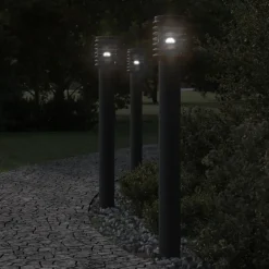vidaXL Lámpara de suelo de exterior con enchufe acero 110 cm Negro Hot