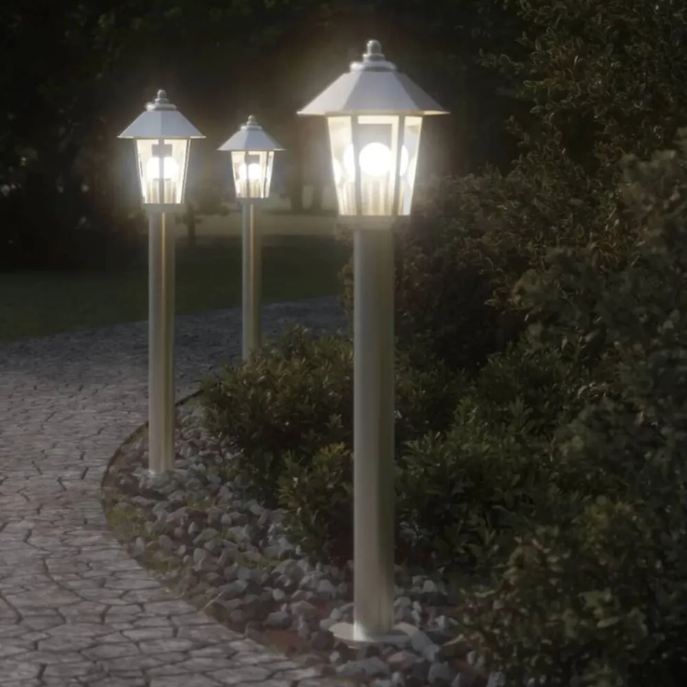 vidaXL Lámpara de suelo de exterior acero inoxidable 80 cm Plateado Outlet