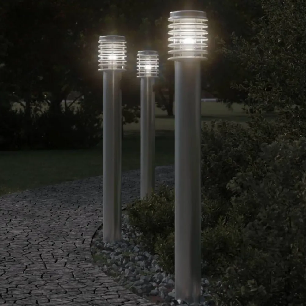 vidaXL Iluminación-Lámpara de suelo de exterior acero inoxidable 110 cm