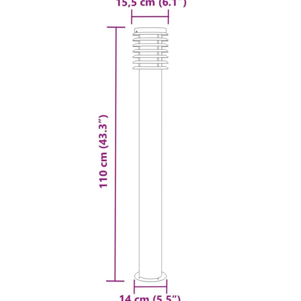vidaXL Iluminación-Lámpara de suelo de exterior acero inoxidable 110 cm