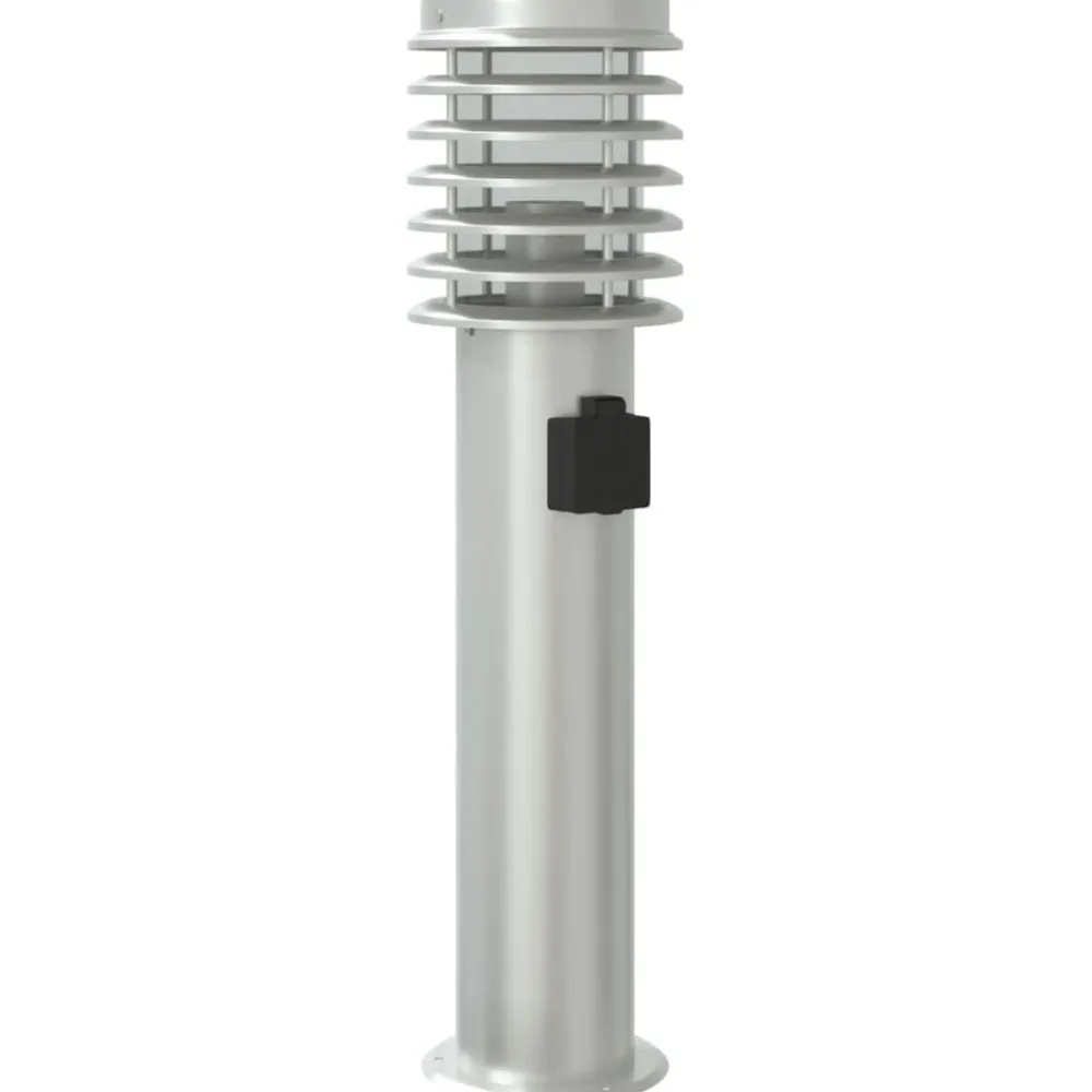 vidaXL Iluminación-Lámpara de suelo de exterior con enchufe acero inoxidable 60 cm