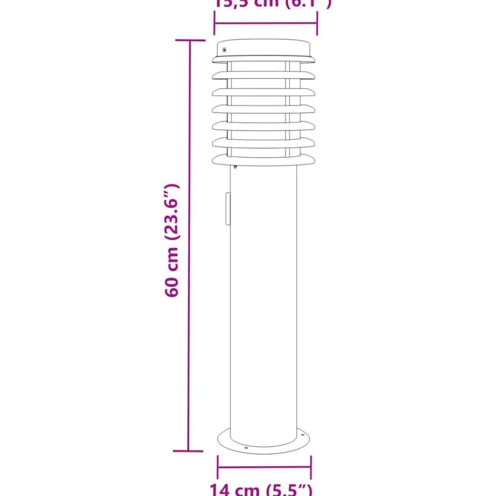 vidaXL Iluminación-Lámpara de suelo de exterior con enchufe acero inoxidable 60 cm