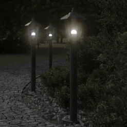vidaXL Iluminación-Lámpara de suelo de exterior acero inoxidable 80 cm