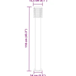 vidaXL Iluminación-Lámpara de suelo de exterior acero inoxidable 110 cm