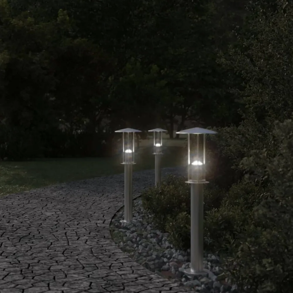 vidaXL Iluminación-Lámpara de suelo de exterior acero inoxidable 60 cm