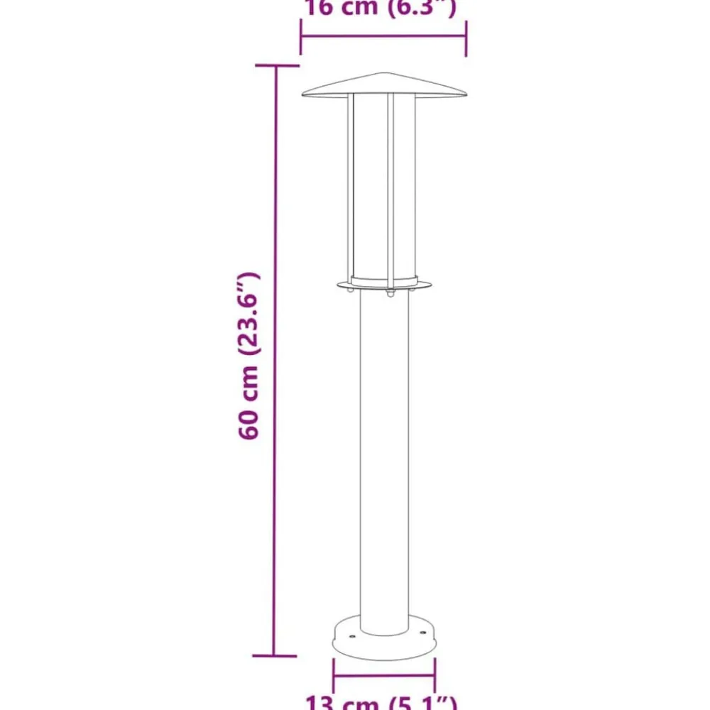 vidaXL Iluminación-Lámpara de suelo de exterior acero inoxidable 60 cm