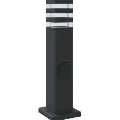 vidaXL Lámpara de suelo de exterior con enchufe aluminio negro 50 cm Clearance