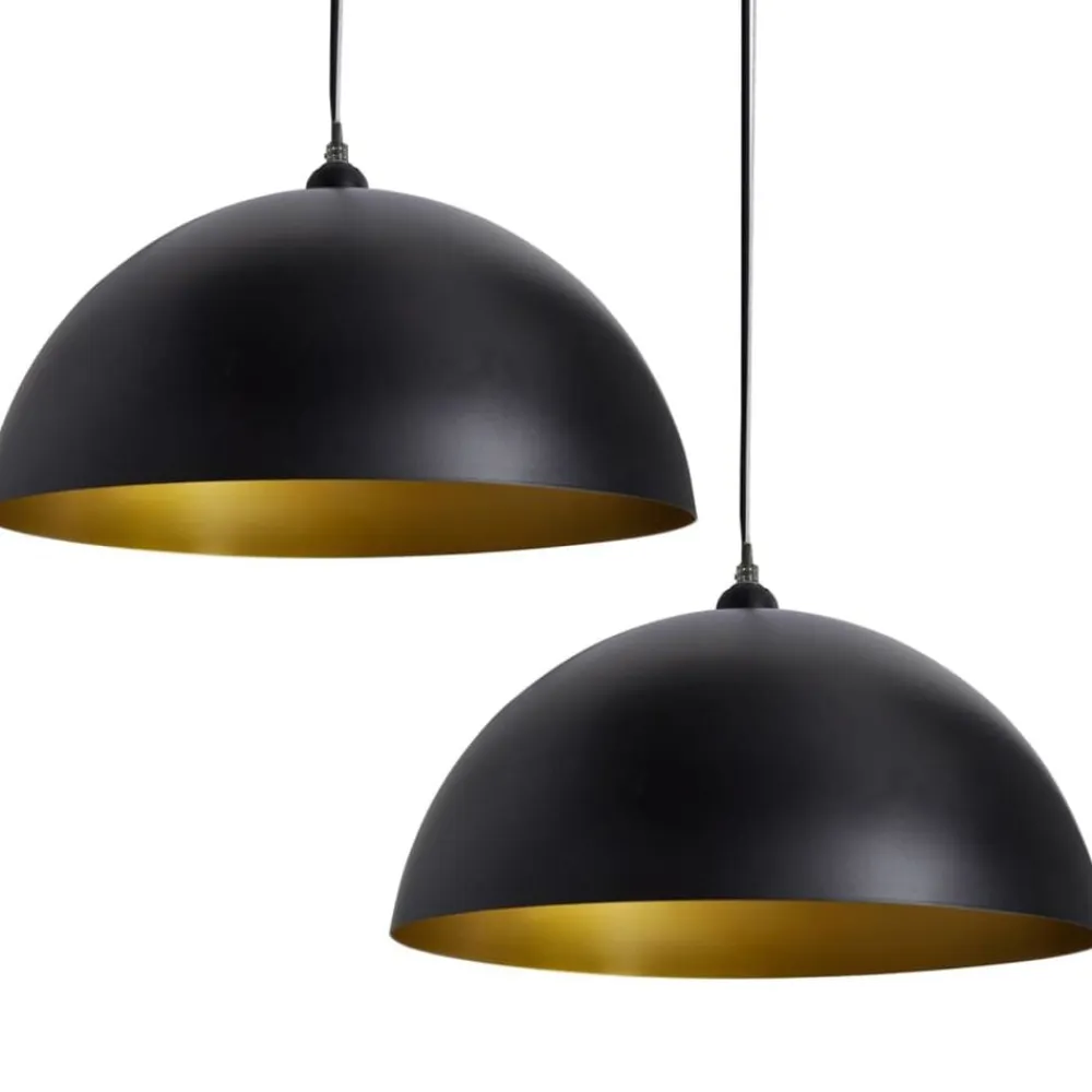 vidaXL Lámpara de techo 2 uds altura ajustable semiesférica negra Negro