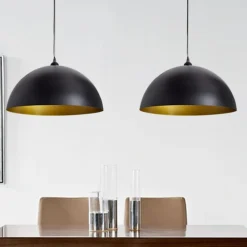 vidaXL Lámpara de techo 2 uds altura ajustable semiesférica negra Negro