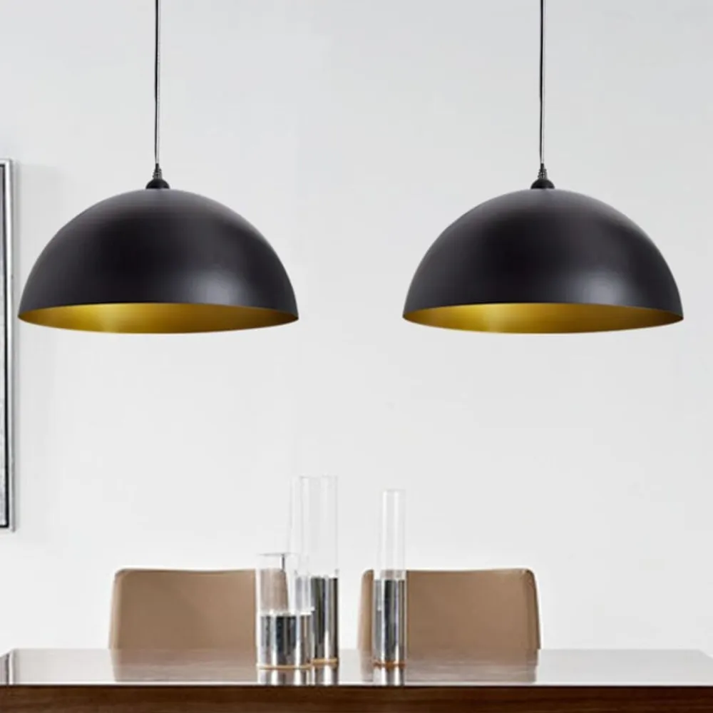 vidaXL Lámpara de techo 2 uds altura ajustable semiesférica negra Negro