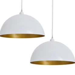 vidaXL Iluminación-Lámpara de techo 2 uds altura ajustable semiesférica blanca