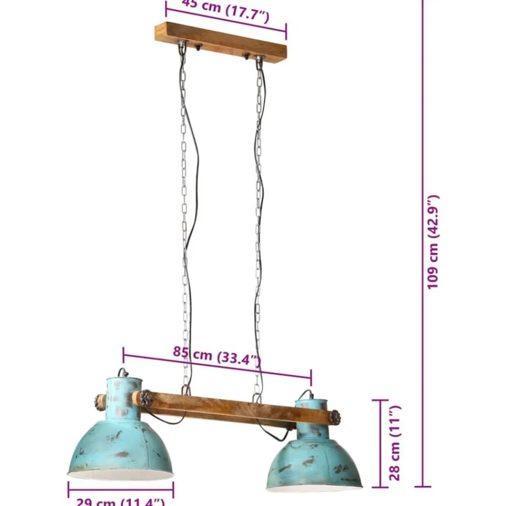 vidaXL Iluminación-Lámpara de techo desgastado 25 W E27 85x28x109 cm