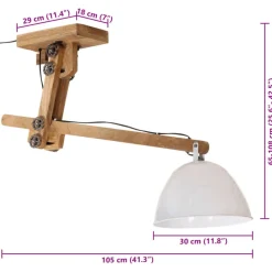 vidaXL Lámpara de techo blanca 25 W E27 105x30x65-108 cm Blanco New
