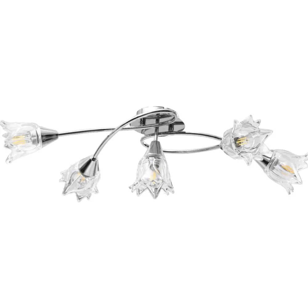vidaXL Lámpara de techo con pantallas vidrio tulipán 5 bombillas E14 Sale