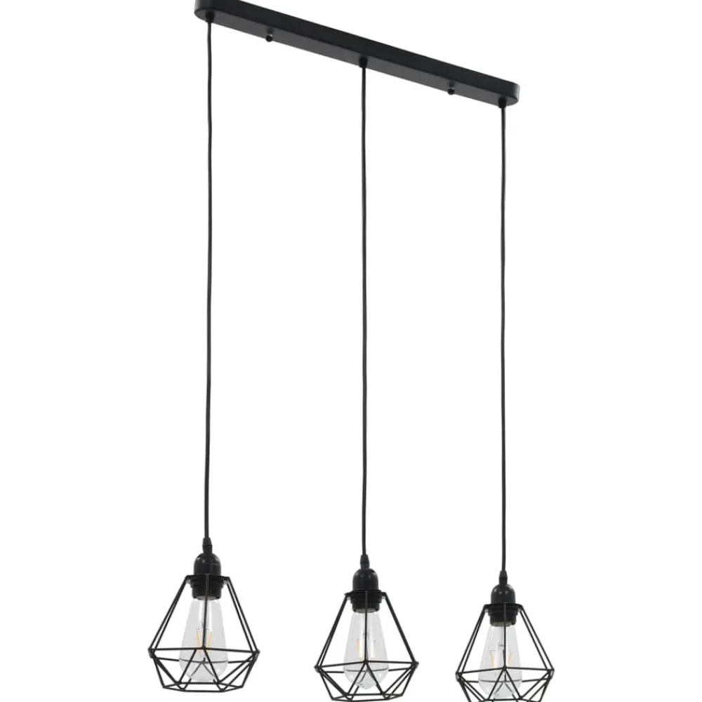 vidaXL Iluminación-Lámpara de techo con diseño de rombos negra 3 bombillas E27