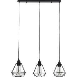 vidaXL Iluminación-Lámpara de techo con diseño de rombos negra 3 bombillas E27